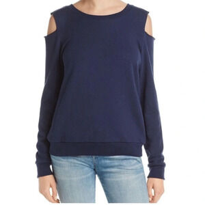 Nation LTD Navy Blue Long Sleeve Cold Shoulder Sweatshirt Top Size Medium